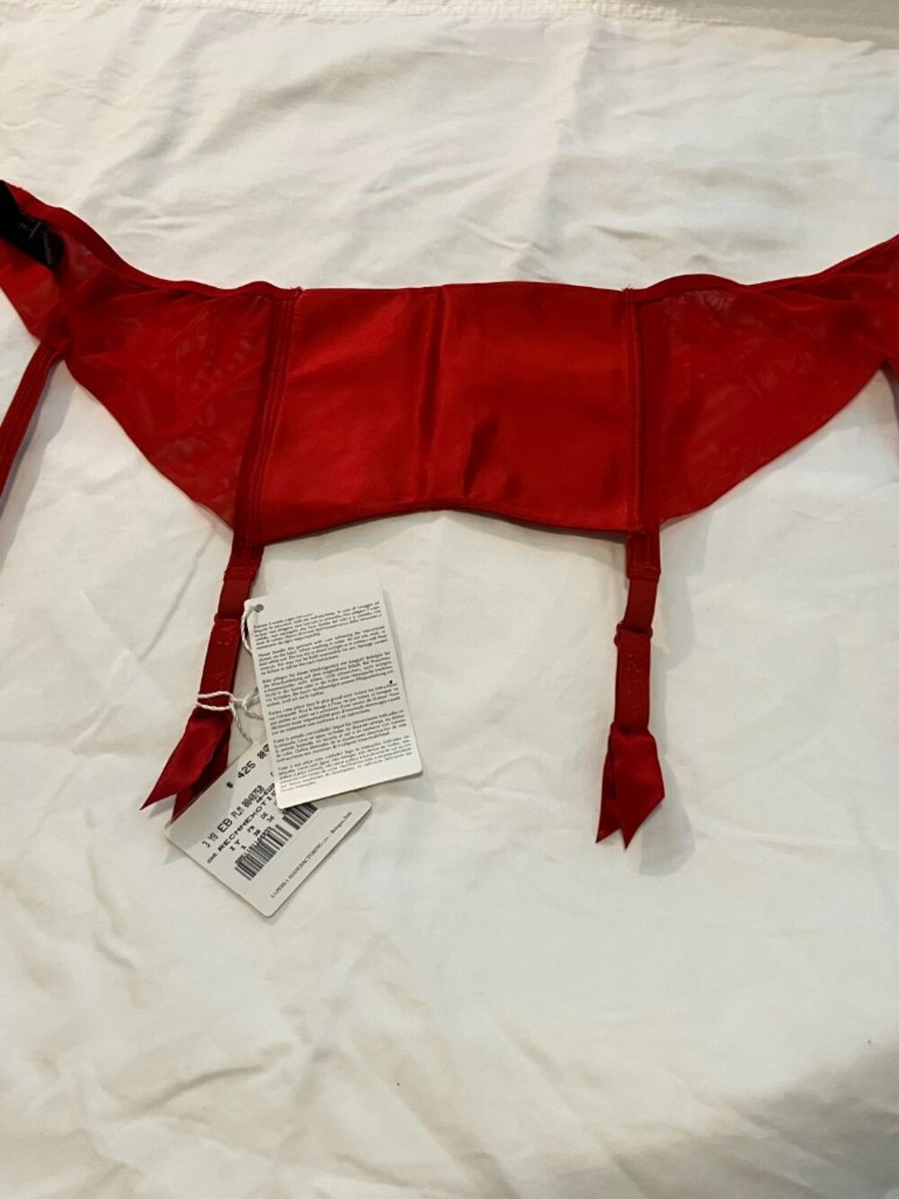 La Perla Red Silk Garter Belt NWT